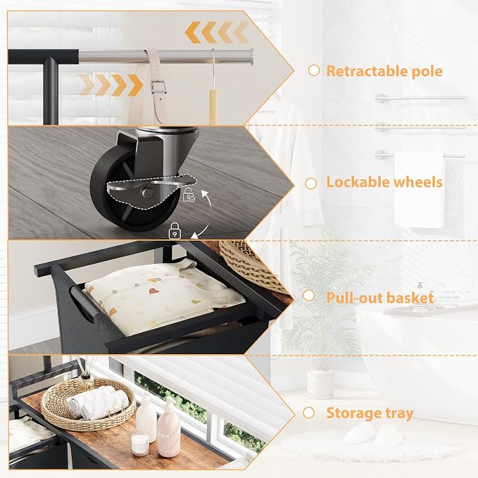 GarveeHome Rolling Laundry Cart - Image 6