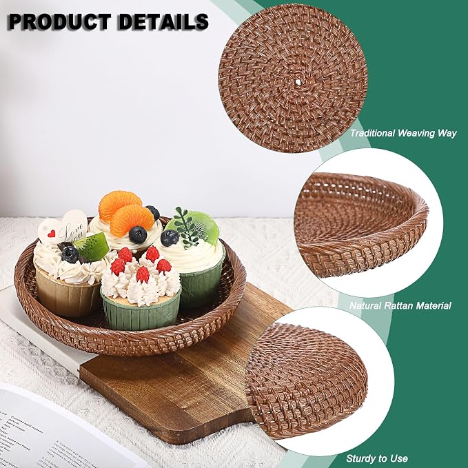 Hipiwe Small Key Basket Bowl for Entryway 7.6" Round Woven Wicker Basket Fruit - Image 5