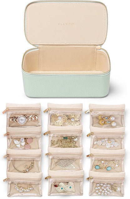 Vlando Jewelry Organizer with 12 Velvet Jewelry Bags Travel Jewelry Case by VLANDO