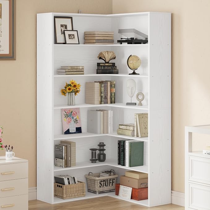 ANCTOR Corner Bookshelf, 6 Tiers Corner Bookcases - Image 7