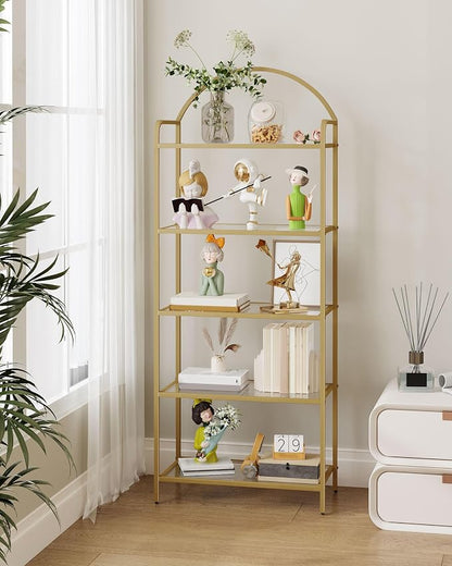 Hzuaneri Bookcase Bookshelf, Tempered Glass Bookshelves | Slim Shelving Unit - Image 2
