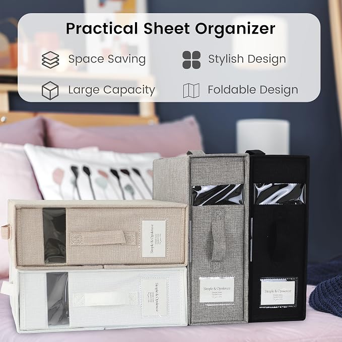 Simple&Opulence 4 Pack Bed Sheet Organizers and Storage, Linen Closet Organizers - Image 6
