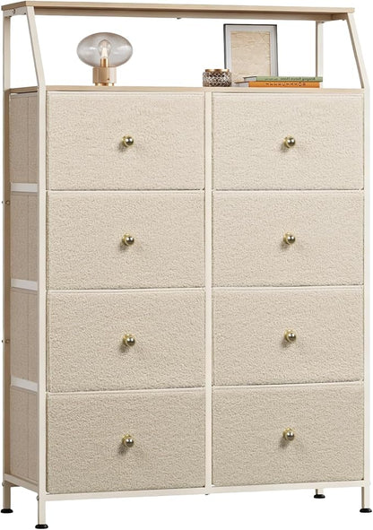 WLIVE Beige Boucle 8-Drawer Fabric Dresser Storage Tower Bedroom | Boucle by WLIVE