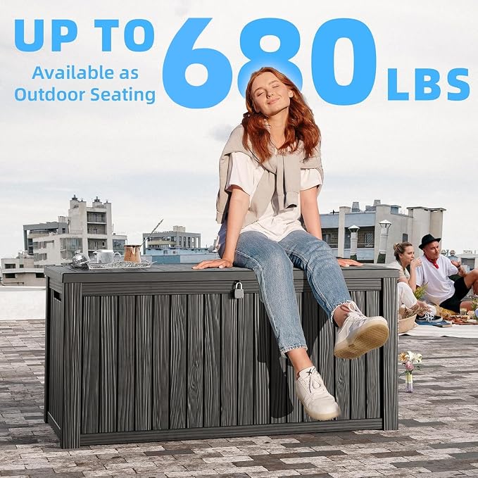 Vixzen 200 Gallon Deck Boxes Outdoor Waterproof, Lockable Storage Box - Image 6