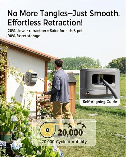 GLAHODEN Retractable Garden Hose Reel 5/8 in x 100 ft Upgraded UV Resistant - Image 5