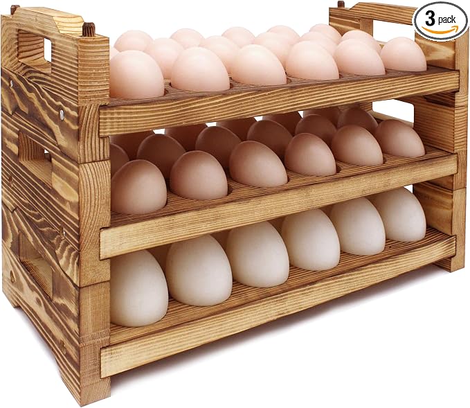 CVHOMEDECO. Wooden Egg Holder Countertop Fresh Egg Holders Firewood Egg by CVHOMEDECO