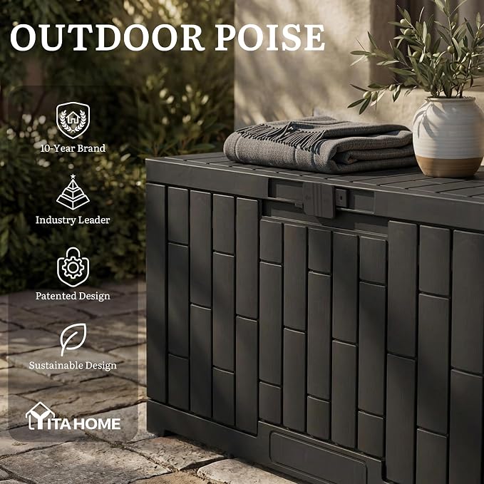 YITAHOME 60 Gallon Outdoor Storage Box, Waterproof Resin Deck Box - Image 9