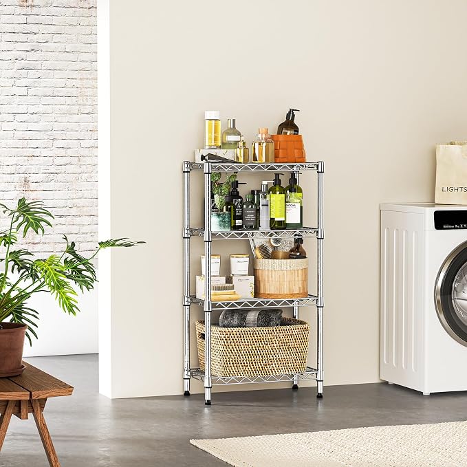 IZEUK 4 Tier Steel Storage Shelves, Heavy Duty Metal Shelf Wire Shelving Rack - Image 6
