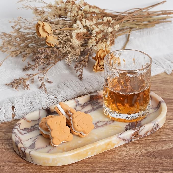 Koville Natural Marble Tray for Decor, Marble Vanity Tray for Perfume, Stone - Image 6