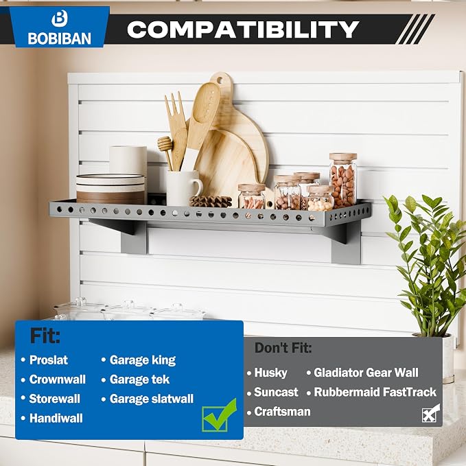 4 Pack Slatwall Shelves, Heavy Duty Grey Metal Slat Wall Shelf - Image 5