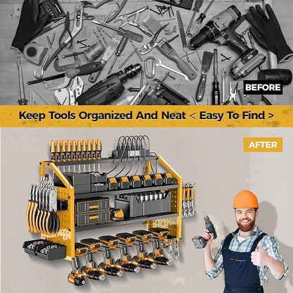 LBT Power Tool Organizer With Charging Station, Heavy Duty Steel, 6 Drilling - Image 3