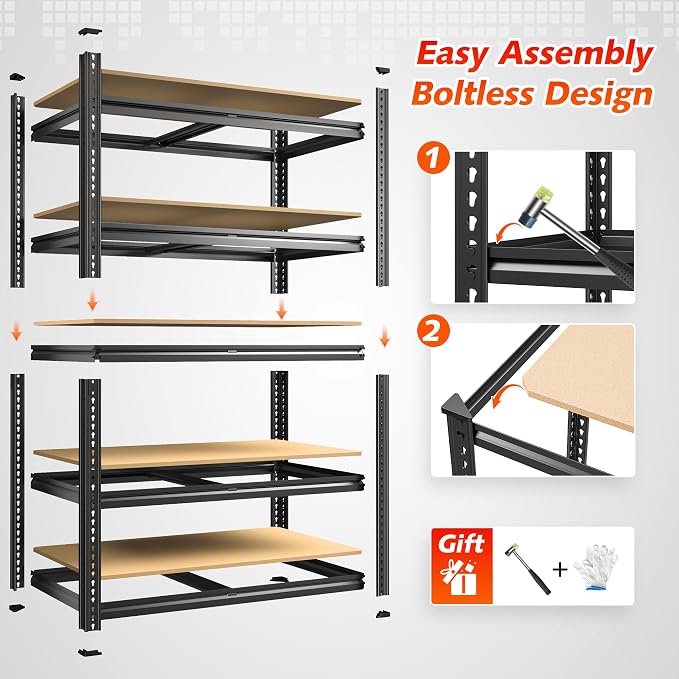 REIBII 72.1'' Storage Shelves 2250LBS Garage Shelving Heavy Duty 5 Tier Heavy - Image 6