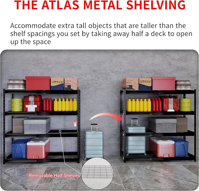 The Atlas 77” Ultra Wide 4-Tier Metal Garage Shelving 10, 000 lbs Capacity - Image 6