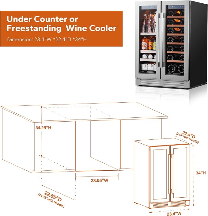 Ca'Lefort 24 Inch Wine and Beverage Refrigerator, 60 Can and 20 Bottle Wine - Image 5
