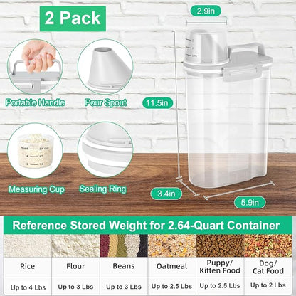 TBMax Rice Storage Container 2 Pack, Plastic Kitchen Pantry Food Storage - Image 2