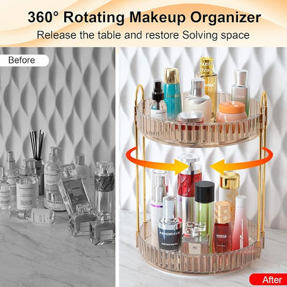 GTI 360°Rotating Makeup Organizer, 2 Tier Bathroom Counter Organizer, Large - Image 4