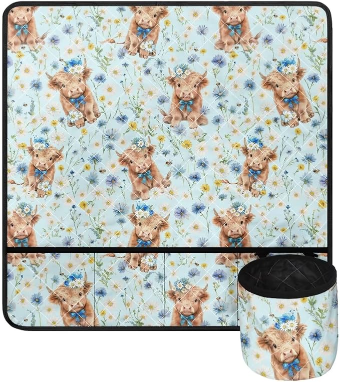 Sewing Machine Mat Highland Cow Wildflower Sewing Machine Carrying Pad Thread - Image 2