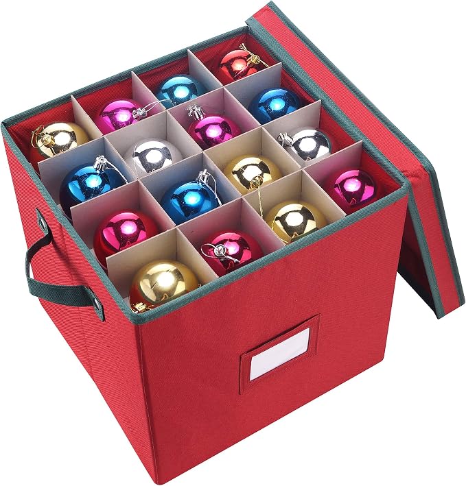 Elf Stor Christmas Box with Adjustable Dividers and Lid Ornaments Storage - Image 4