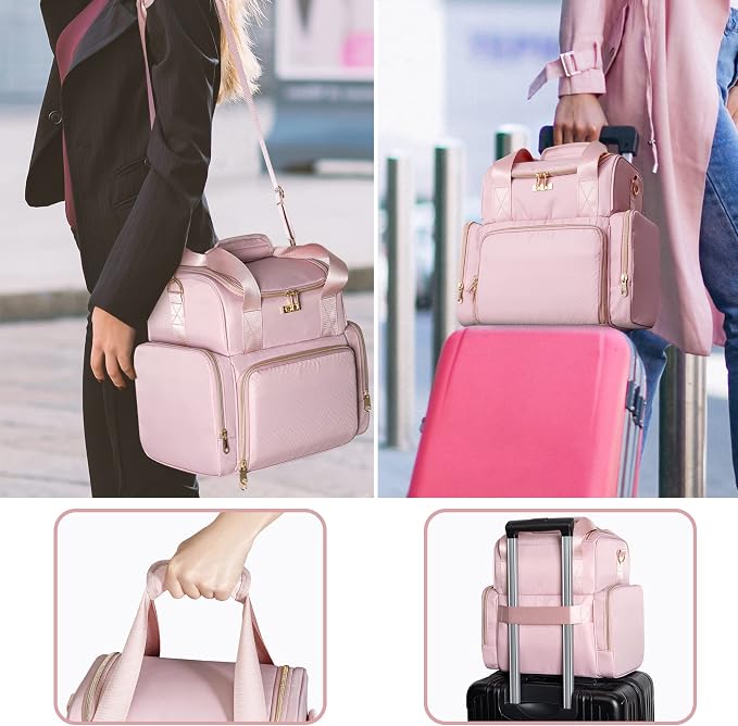 Large Makeup Cosmetic Bag with 3 Removable Case, Double Layer Travel Makeup - Image 6