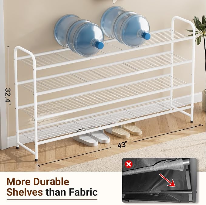 KEETDY 4-Tier Long Shoe Rack for Closet Floor, Wide Shoe Organizer Storage - Image 4