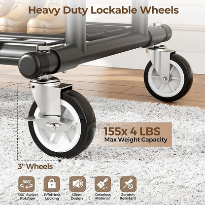 HYSEYY Heavy Duty Clothes Rack, Rolling Clothing Rack - Image 4