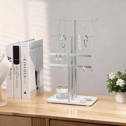 pickpiff Silver Jewelry Stand Holder Organizer: 14.5" Sturdy Hanger - Image 6