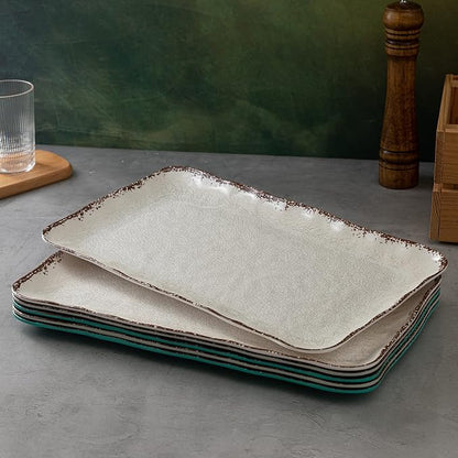 LEHAHA Farmhouse Large Serving Platters, 2 Piece Melamine Dinnerware Set - Image 5