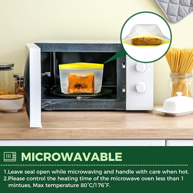 SPLF 24 Pack Reusable Food Storage Bags Dishwasher Microwave Safe, BPA Free - Image 6