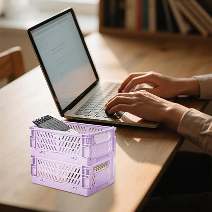 6 Pack Mini Foldable Small Plastic Baskets - Image 6