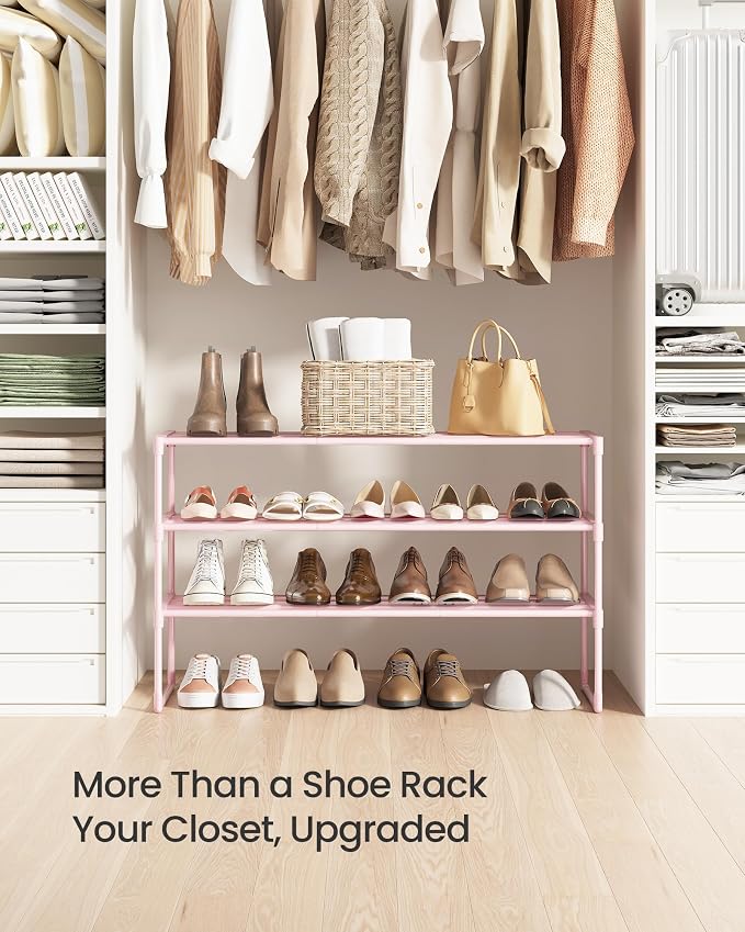 SONGMICS Shoe Rack, 3-Tier Shoe Organizer, Metal Storage Shelf, Upright or - Image 8