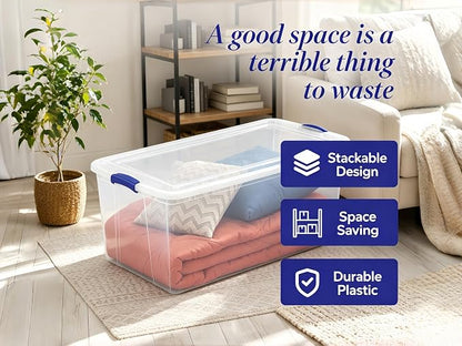 Clothes Storage Bins​ with Lids, 2 Pack, 105 Quart Clear Plastic Containers - Image 4