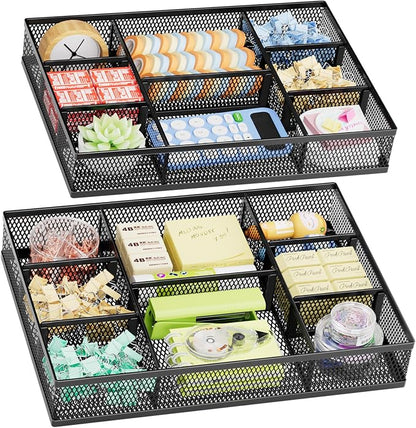 Marbrasse 2 Pack Desk Drawer Organizer, Mesh Drawer Organizer Tray by Marbrasse