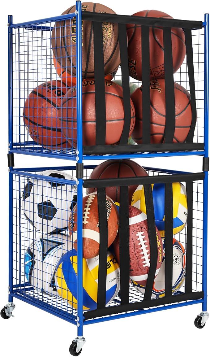 Mythinglogic Rolling Sports Ball Storage Cart, Sports Lockable Ball Storage by Mythinglogic