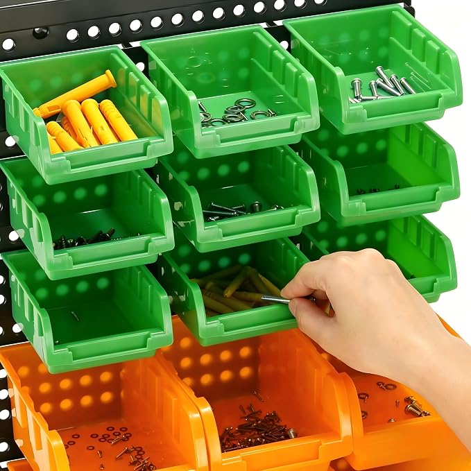 30-Bin Wall Mounted Storage Bins Kit, Tool Organizer Rack, Garage Hardware - Image 7