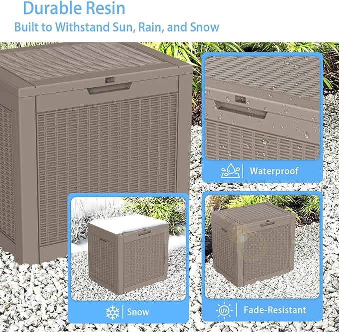 EasyUp 37 Gallon Deck Boxes Outdoor Waterproof, Resin Outside Storage Box - Image 4
