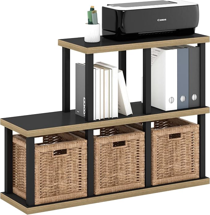 Furinno Turn-N-Tube No Tools Decorative Display Shelf, Americano/Black by Furinno-FitsYourSpaceFitsYourBudget