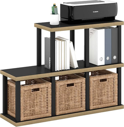 Furinno Turn-N-Tube No Tools Decorative Display Shelf, Americano/Black by Furinno-FitsYourSpaceFitsYourBudget