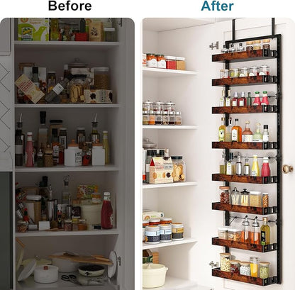 bukfen Over the Door Pantry Organizer, 8-Tier Adjustable Wooden Basket Kitchen - Image 5