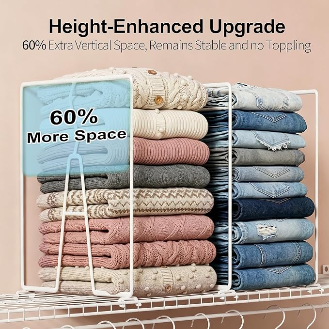 Wire Shelf Dividers for Closet: Clothes, Sweater Organizer, Vertical White - Image 4