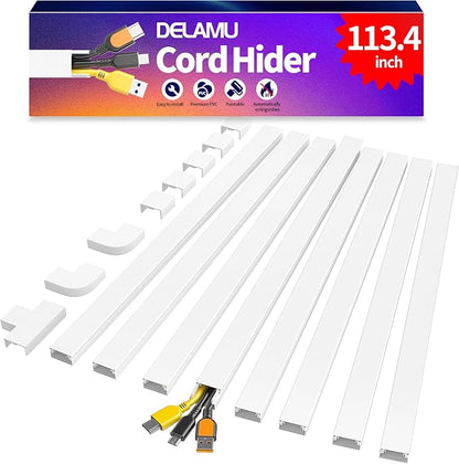 Delamu Cord Covers for Wires on Wall, 113.4in TV Cord Hider, Self-adhesive - Image 9