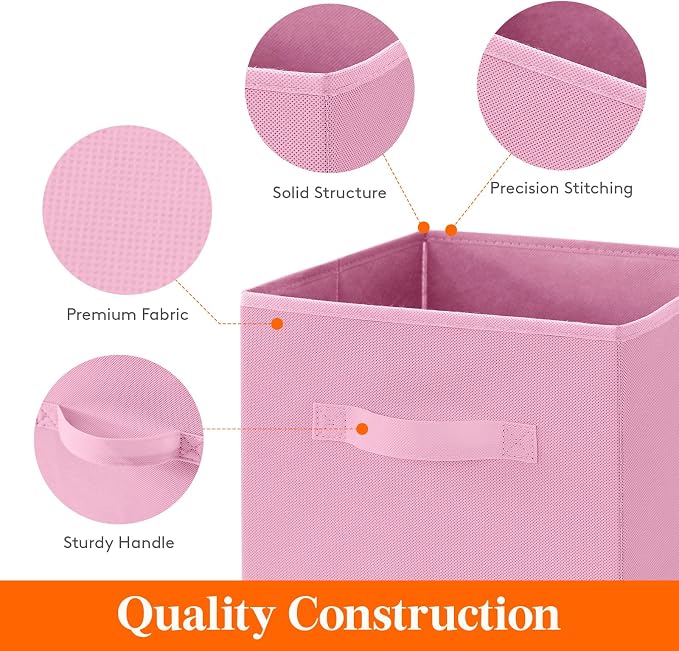 Lifewit Storage Cubes, 11 Inch Organizer Bins, 18L Pink, 12 Packs | Foldable - Image 3