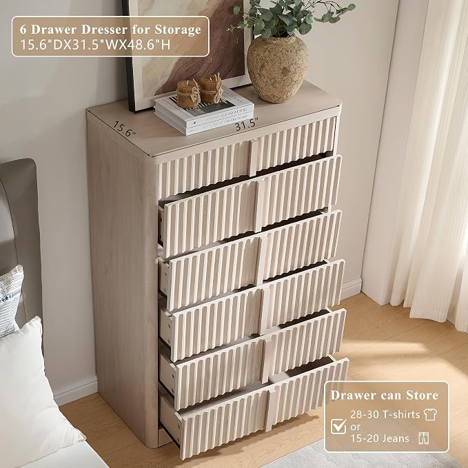 Fluted Dresser for Bedroom, Chest of Drawers, Curved Profile Design, Modern - Image 3