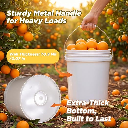 DEMORA 2.5 Gallon Small Plastic Buckets, Heavy Duty Pails, BPA-Free Food Grade - Image 6