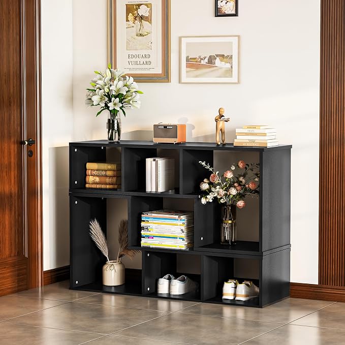Recaceik Cube Bookshelf 2 Shelf Bookcase L-Shaped TV Console Stand Modern - Image 3