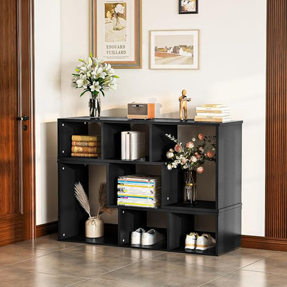 Recaceik Cube Bookshelf 2 Shelf Bookcase L-Shaped TV Console Stand Modern - Image 3