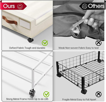 Yecaye Under Bed Storage with Wheels, 2 Pack Under Bed Storage Containers - Image 4