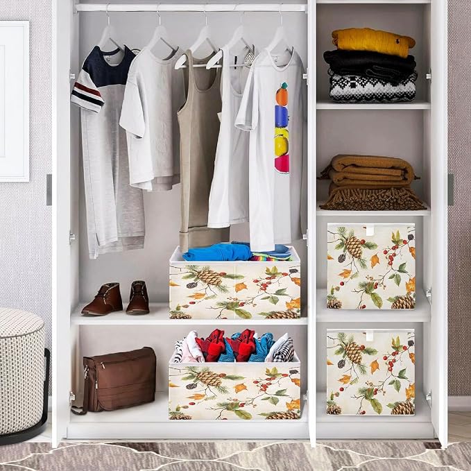 Autumn Leaves Pine Cones Closet Organizers Storage Cubes Storage Bins Shelf - Image 7