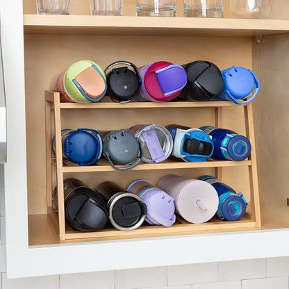 Honey-Can-Do 3-Tier Bamboo Water Bottle Organizer Rack - Image 5