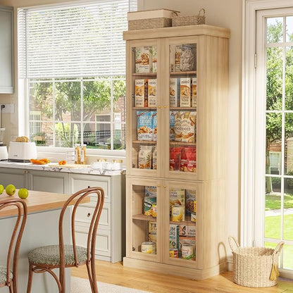 ivaniti 70.8" Bookshelf with Glass Doors, Farmhouse Modular Bookcase with - Image 4