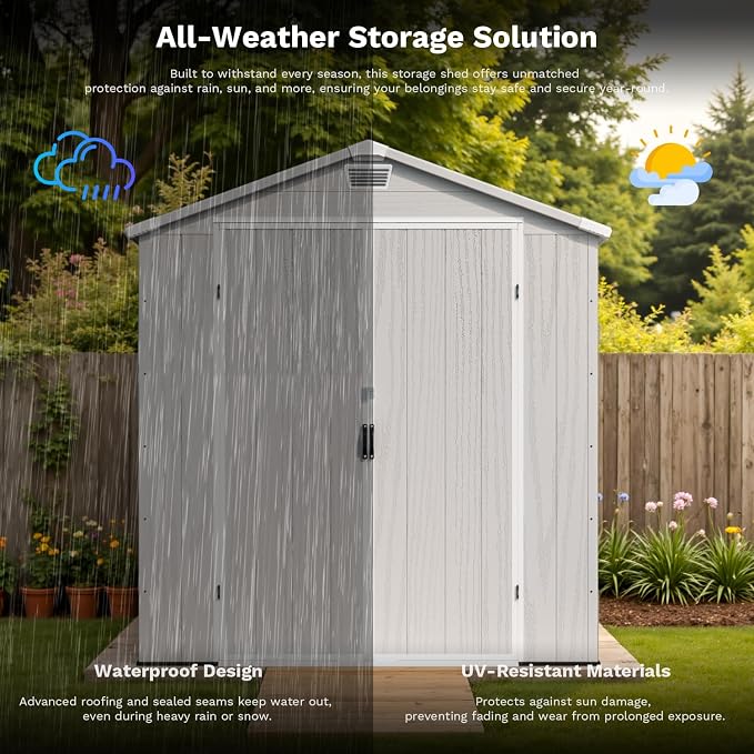 Patiowell 6X10 FT Plastic Outdoor Storage Shed - Image 4